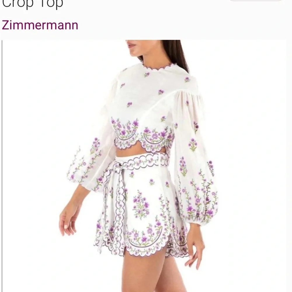 ZIMMERMANN 
Poppy floral-embroidered shorts and Top - Picture 4 of 4